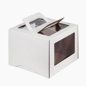 Коробка для торта с ручкой 26х26х20 Белая