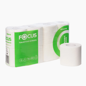 Туалетная бумага 2сл белая Фокус (8рул/уп)