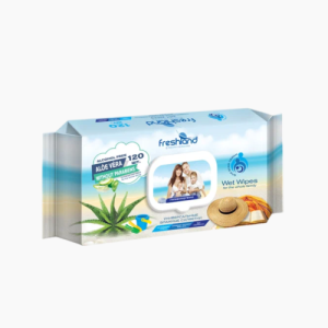 Гигиенические влажные салфетки Freshland с клапаном в ассортименте (120шт/уп)