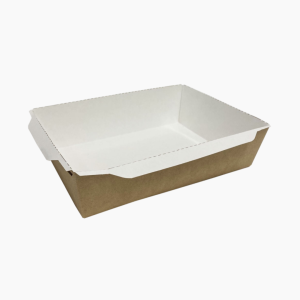 Контейнер бумажный без крыш. 400мл 145х96х45мм цвет Крафт/Белый OSQ (50шт/уп)(800шт/кор)