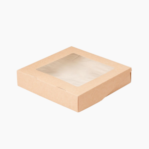 Контейнер бумажный "на вынос" 1555мл 201х202х55мм TABOX PRO с окном цвет Крафт OSQ (175шт/кор)