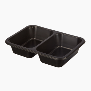 Контейнер 2х секц. под запайку (без крышки) К-190 190х144х45 черный (50шт/уп)