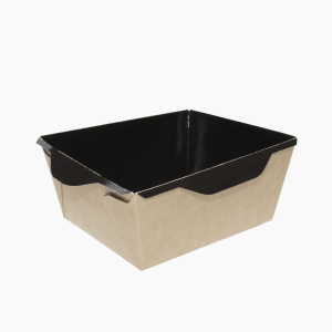 Контейнер бумажный без крыш. 400мл 145х96х45мм Крафт/Черный OSQ (50шт/уп)(800шт/кор)