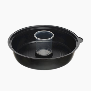 Контейнер с соусником без крыш. круглый ПС КД-106, 850мл d-200мм Выс:65мм Черный (400шт/кор)