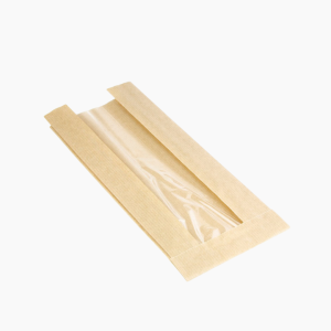 Пакет бумажный с окном и плоским дном для шаурмы 110х40х260мм цвет Бежевый (1800шт/кор)