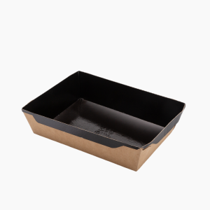 Контейнер бумажный с крыш. 400мл 145х96х45мм OpSalad ламинированный цвет Крафт/Черный OSQ(400шт/кор)