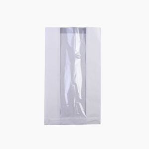 Пакет бумажный с окном и плоским дном (чипсы) 200х60х340мм Белый (1000шт/кор)