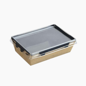 Салатник 800мл 207х127х55 с прозр.крышкой Крафт/черный (200шт/кор)