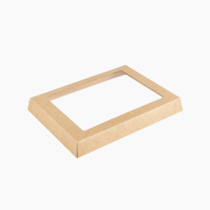 Крышка картонная с окошком антифог OneClick Paperlid 1000 (50шт/уп) (300шт/кор)