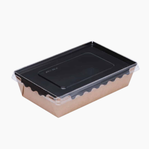 Салатник 1000 мл 220х160х55 мм черное дно с прозрачной крышкой (150шт/кор)