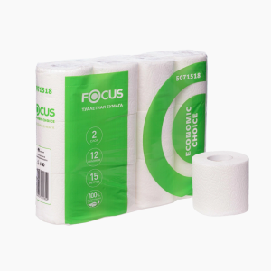 Туалетная бумага 2сл белая Фокус (12рул/уп)