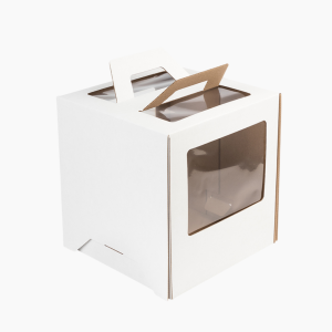 Коробка для торта с ручкой 24х24х26 Белая