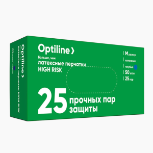 Перчатки латексные High Risk M голубые (50шт/уп)