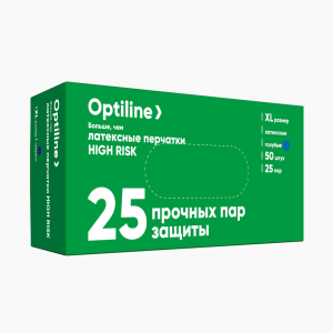 Перчатки латексные High Risk XL голубые (50шт/уп)