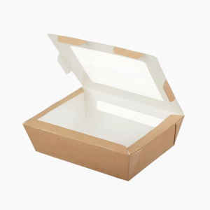 Контейнер бумажный с окном 600мл 150х115х50мм Salad Крафт/Белый OSQ (500шт/кор)