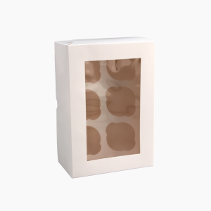 Коробка для 6 капкейков с окном белая