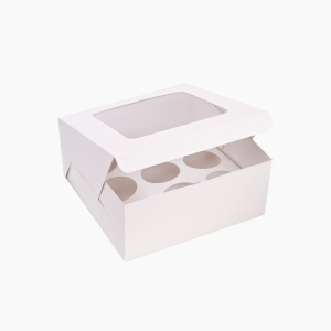 Коробка для 9 капкейков с окном белая