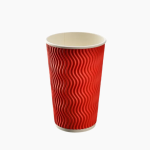 Стакан бумажный с конгревом волна 3сл 400мл d-90 Красный (25шт/уп)(500шт/кор)