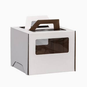 Коробка для торта с ручкой 24х24х20 Белая