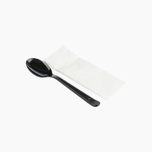 Набор столовых приборов 2 черный (ложка, салфетка)(300шт/кор)