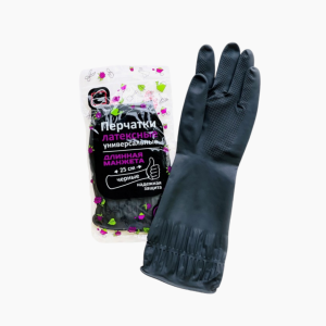 Перчатки хозяйственные латексные с удлиненной манжетой L Черный