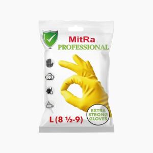 Перчатки хозяйственные латексные MitRa Professional, с х/б напылением L (144уп/кор)